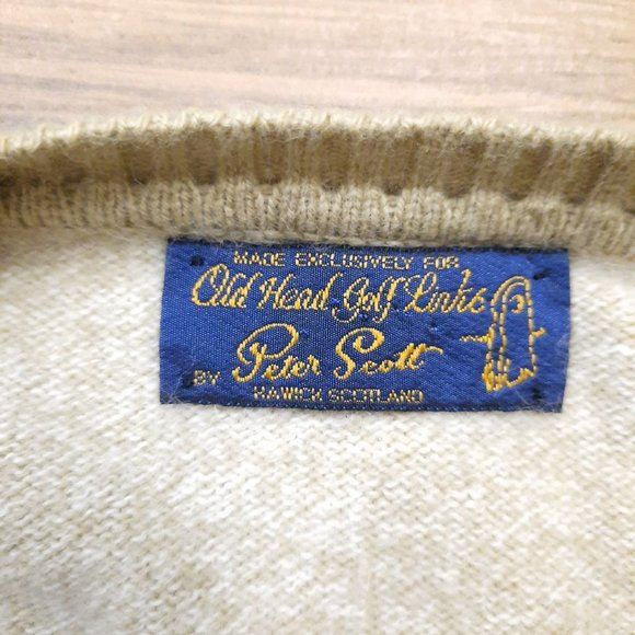 Peter Scott Old Head Golf Links Sweater men's 44 wool angora argyle tan Scotland - Picture 2 of 10